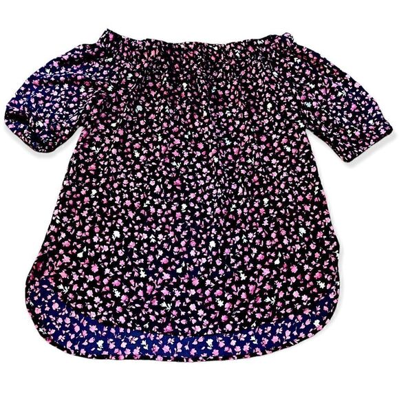 Michael Kors Floral Off-Shoulder Blouse - Black and Pink - Picture 4 of 9